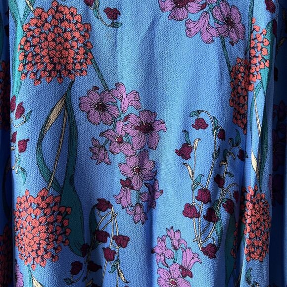 ASTR The Label Dress Womens Medium Blue Floral Ruffle Button Front Lined Midi - Picture 9 of 16